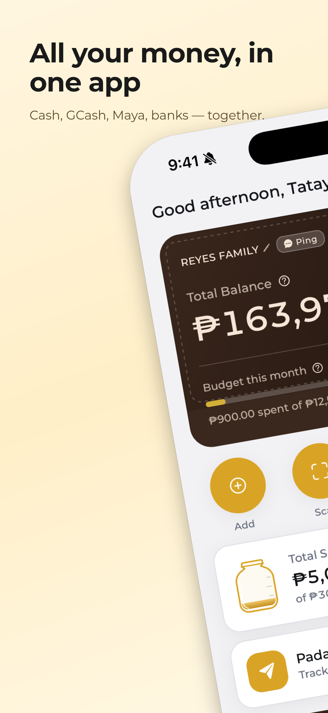 All your money, in one app — Cash, GCash, Maya, banks together